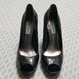 Steve Madden Grey Snake Skin Platform Heels